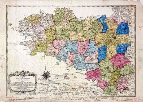Carte géométrique de Bretagne... portant les limites des futurs départements